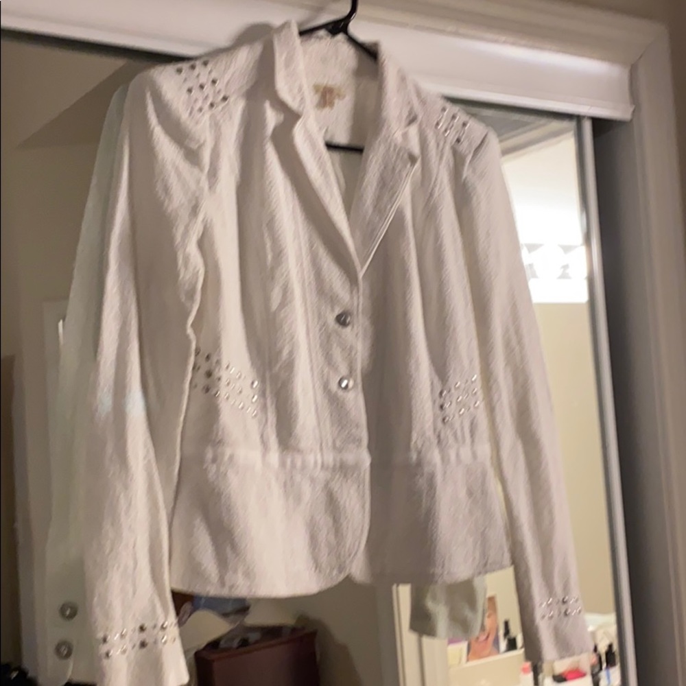 White with silver 3 button light weight jacket